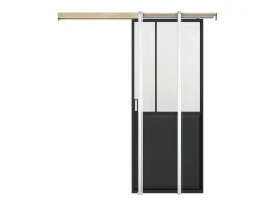 Puerta corredera estilo taller en sistema de empotrado, vidrio templado, Alt. 205 x Ancho 83 cm, ARTISTO II^Vente-unique Sale