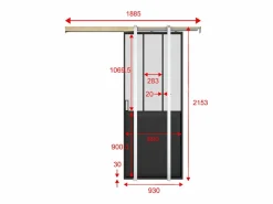 Vente-unique Puerta Corredera|Puerta corredera estilo taller en sistema de empotrado, cristal mate, Alt. 205 x Ancho 93 cm, ARTISTO II