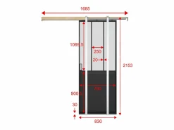 Vente-unique Puerta Corredera|Puerta corredera estilo taller en sistema de empotrado, cristal esmerilado, Alt. 205 x Ancho 83 cm, ARTISTO II