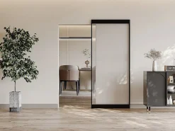 Vente-unique Puerta Corredera|Puerta corredera invisible en aluminio y cristal templado traslúcido - 93 x 210 cm - TORIPA