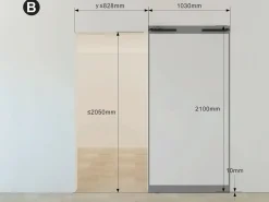 Vente-unique Puerta corredera invisible de aluminio y cristal templado traslúcido - 103 x 210 cm - TORIPA Negro Discount