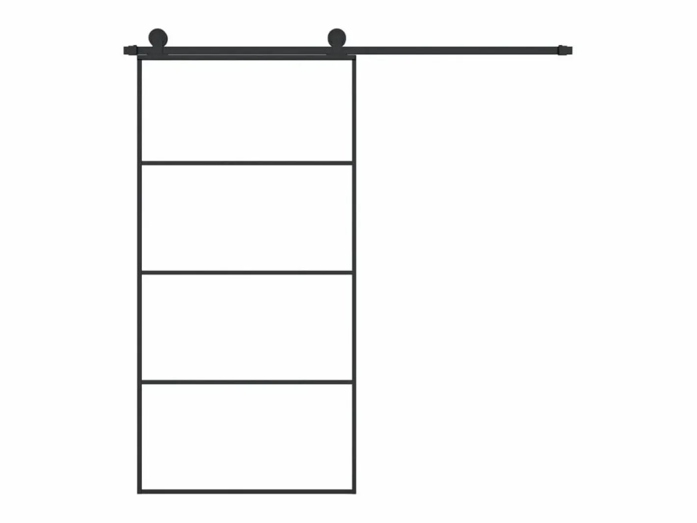 Puerta corredera set herrajes vidrio ESG aluminio 102,5x205 cm ES797702^