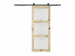 Puerta corredera sistema de aplique con 3 ventanas, L93 cm, Cristal templado, ACOSTA II^Vente-unique Online