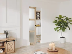 Puerta corredera sistema de empotrado con 3 ventanas, L63 cm, Vidrio esmerilado, ACOSTA II^Vente-unique Online