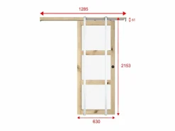 Vente-unique Puerta Corredera|Puerta corredera sistema de empotrar con 3 ventanas, L63 cm, Vidrio templado, ACOSTA II