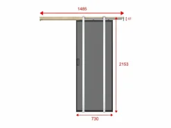 Puerta corredera sistema de empotramiento - vidrio templado ahumado - Alt. 205 x Ancho 73 cm - LINCI II^Vente-unique New