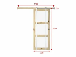 Vente-unique Puerta corredera sistema de empotrado con 3 ventanas, L73 cm, Vidrio templado, ACOSTA II Color natural claro New