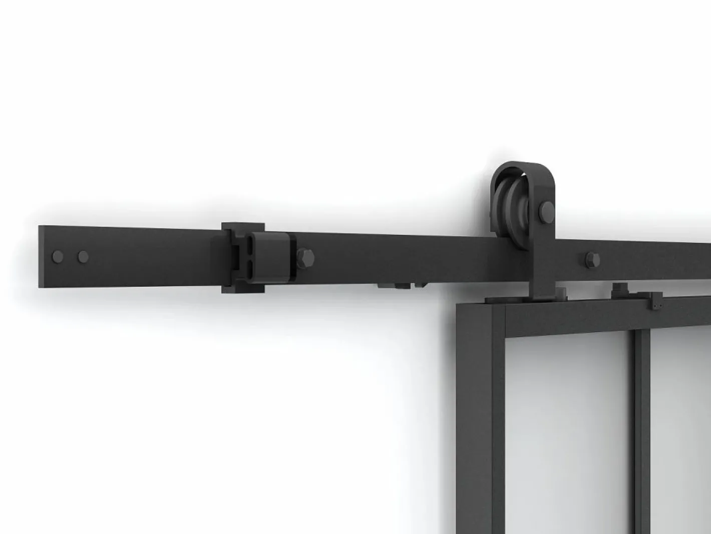Vente-unique Puerta corredera tipo taller con riel, MDF y vidrio templado, Alt. 205 x Ancho 93 cm, ARTISTO II Negro Online