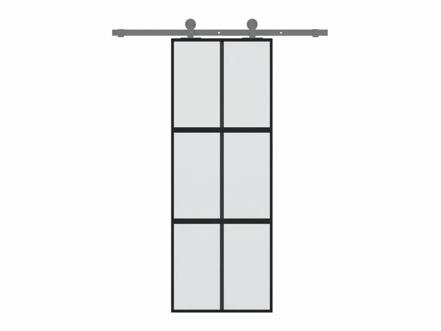 Puerta corredera vidrio templado y aluminio negra 76x205 cm ES289940 Negro Discount