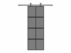 Puerta corredera vidrio templado y aluminio negra 76x205 cm ES948943 Negro Clearance