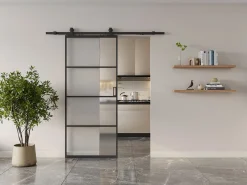 Puerta corredera vista aluminio y vidrio esmerilado - Alt. 205 x L93 cm - SINCA II^Vente-unique Clearance