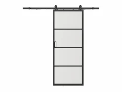 Vente-unique Puerta Corredera|Puerta corredera vista aluminio y vidrio transparente - Alt. 205 x L63 cm - SINCA II