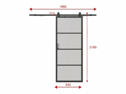 Vente-unique Puerta Corredera|Puerta corredera vista aluminio y vidrio esmerilado - Alt. 205 x L63 cm - SINCA II