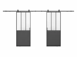 Vente-unique Puerta Corredera|Puerta corredera vista doble de cristal templado 2 x Alt. 205 x Ancho 83 cm, ARTISTO II