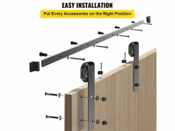Puerta Corredera|Puerta Corrediza SucceBuy Kit de Herrajes para Puertas de Granero de Acero al Carbono de 11 Pies para Puertas Dobles