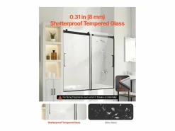 Mampara De Bañera|Puerta de Bañera SucceBuy, Deslizante Sin Marco, 142 a 152 cm Ancho x 152 cm Alto, de Vidrio para Baño