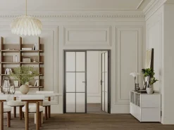 Vente-unique Puerta Con Marco|Puerta de doble hoja - aluminio, vidrio esmerilado - - 2 x Alt. 204 x L83 cm - SEROTO
