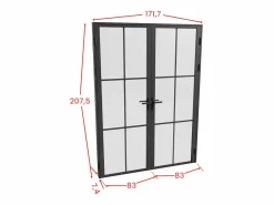 Vente-unique Puerta Con Marco|Puerta de doble hoja - aluminio, vidrio esmerilado - - 2 x Alt. 204 x L83 cm - SEROTO