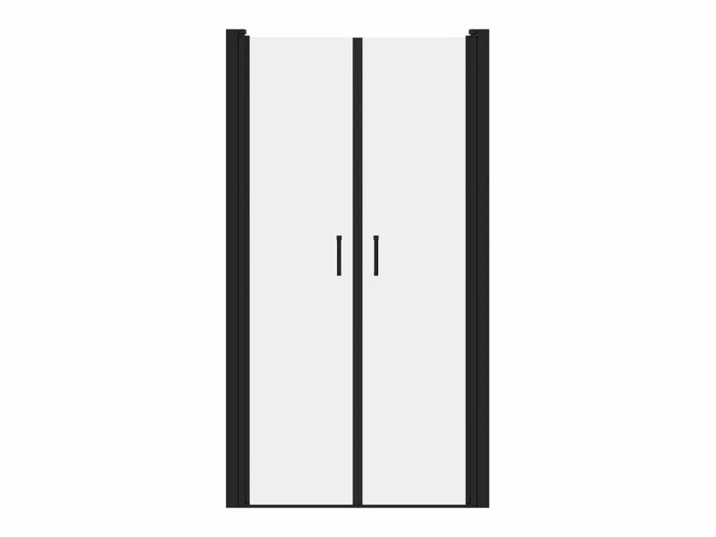 Shower & Design Puerta de ducha batiente mate, 90 x 195 x 1,92 cm, vidrio y metal, SARASOTA Negro Clearance