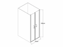 Puerta de ducha batiente mate, 70 x 195 x 1.92 cm, cristal y metal, SARASOTA^Shower & Design