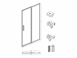 Puerta de ducha corredera mate estilo industrial, 140 x 195 cm, TORONI^Shower & Design Clearance