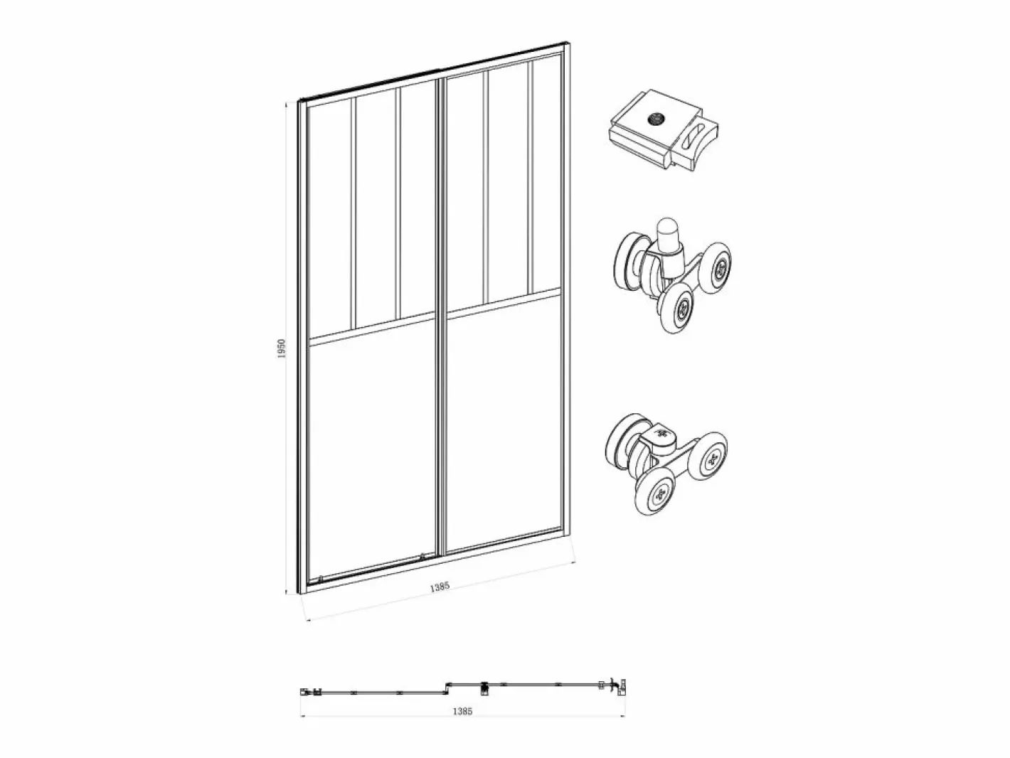 Puerta de ducha corredera mate estilo taller, 140 x 195 cm, URBANIK^Shower & Design