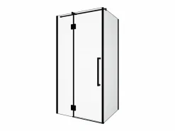 Shower & Design Puerta de ducha pivotante con mampara fija mate, 80 x 100 x 190 cm, PRINCETON Negro Best