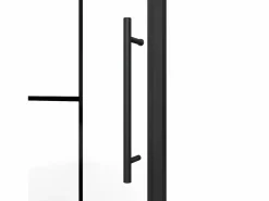 Shower & Design Puerta de ducha pivotante de metal mate - Cristal antical - 80 x 195 cm - FIORENI Negro New