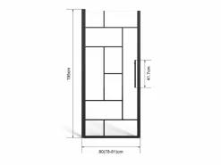 Shower & Design Puerta de ducha pivotante de metal mate - Cristal antical - 80 x 195 cm - FIORENI Negro New