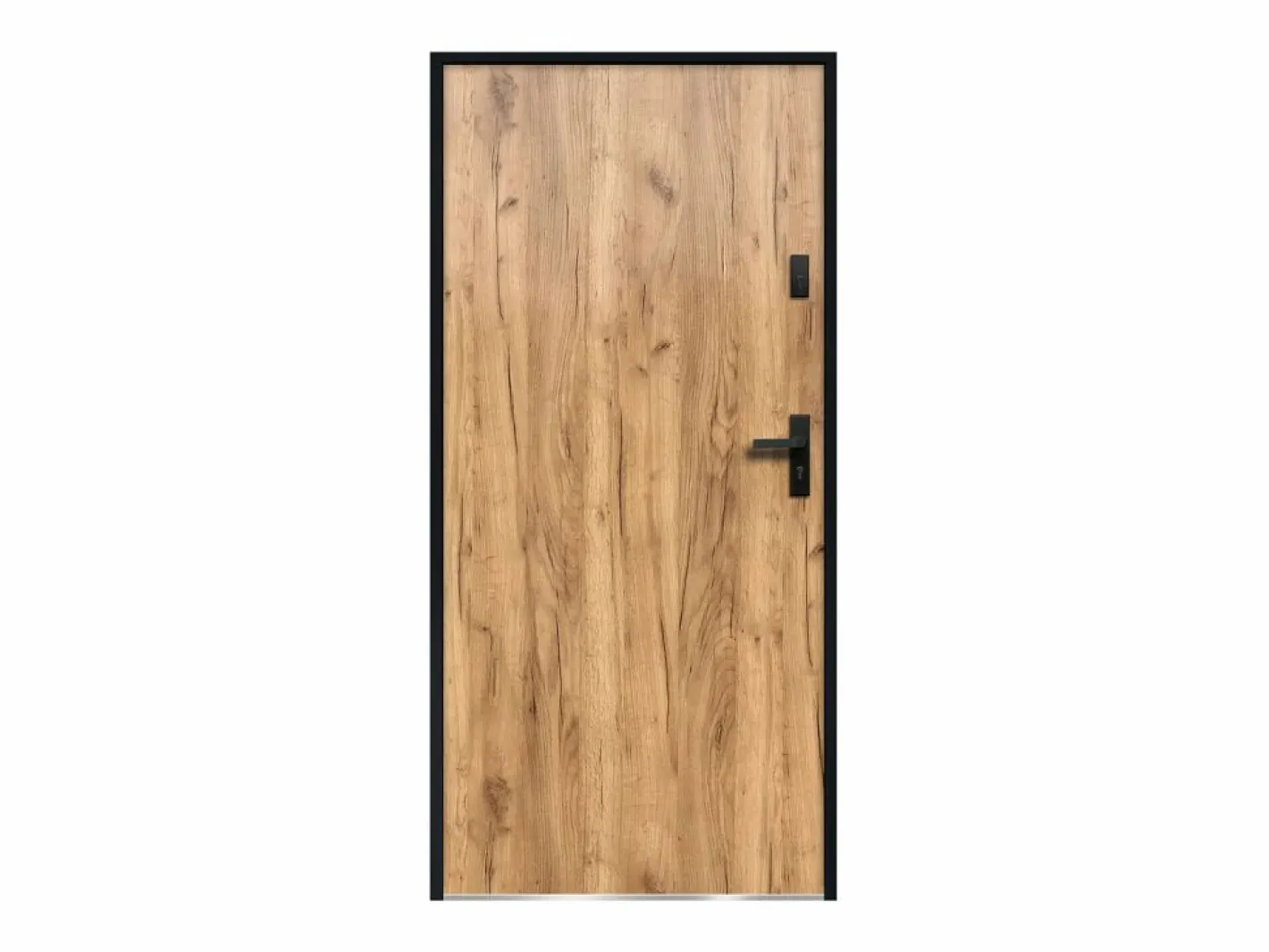 Puerta de entrada de acero macizo H.207 x l.100 cm acabado roble apertura izquierda AGUEDA^Vente-unique