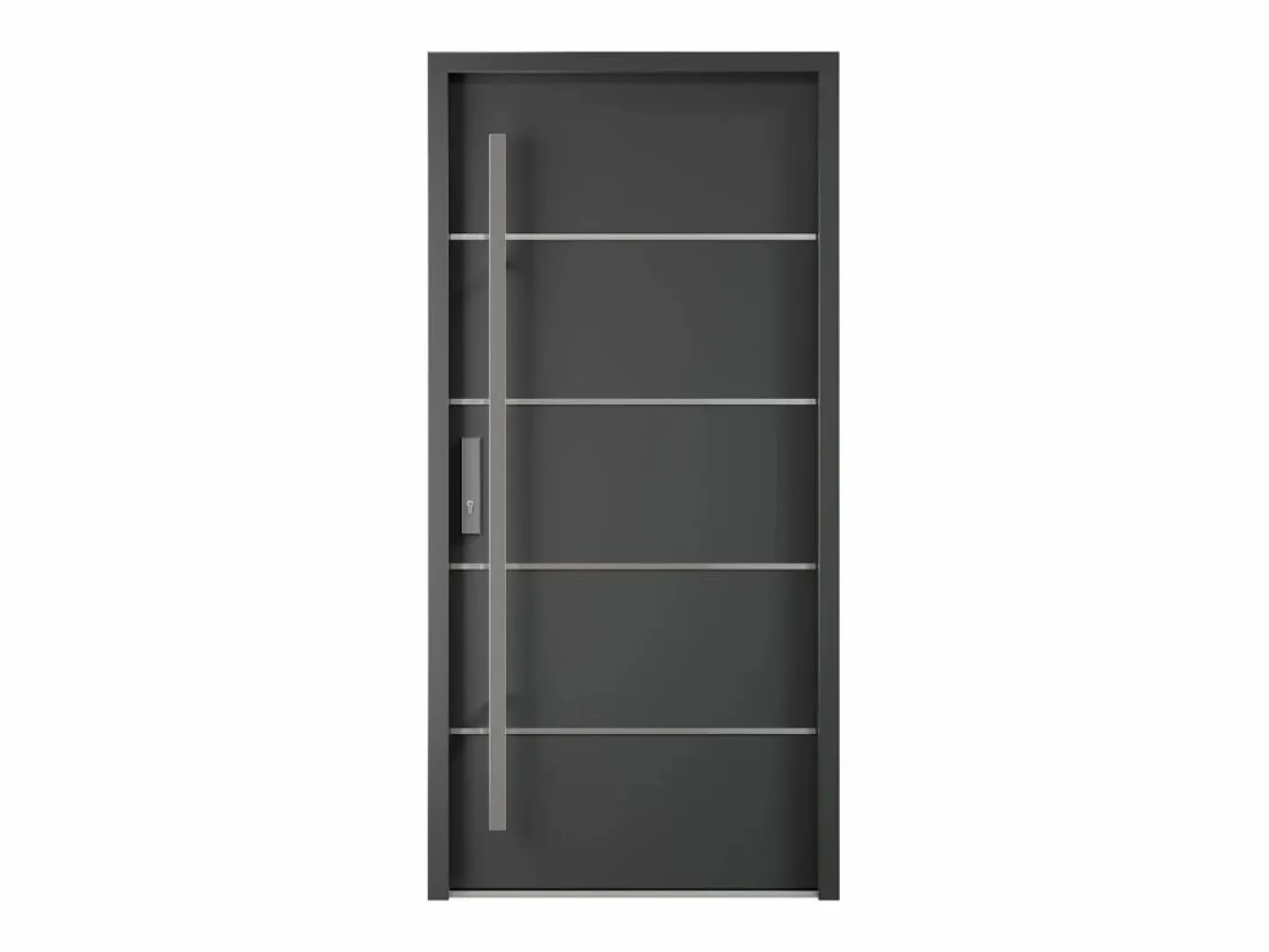 Puerta de entrada de acero macizo e inoxidable Alt.207 x An. 100 cm antracita Apertura derecha - LUSADA^Vente-unique Best