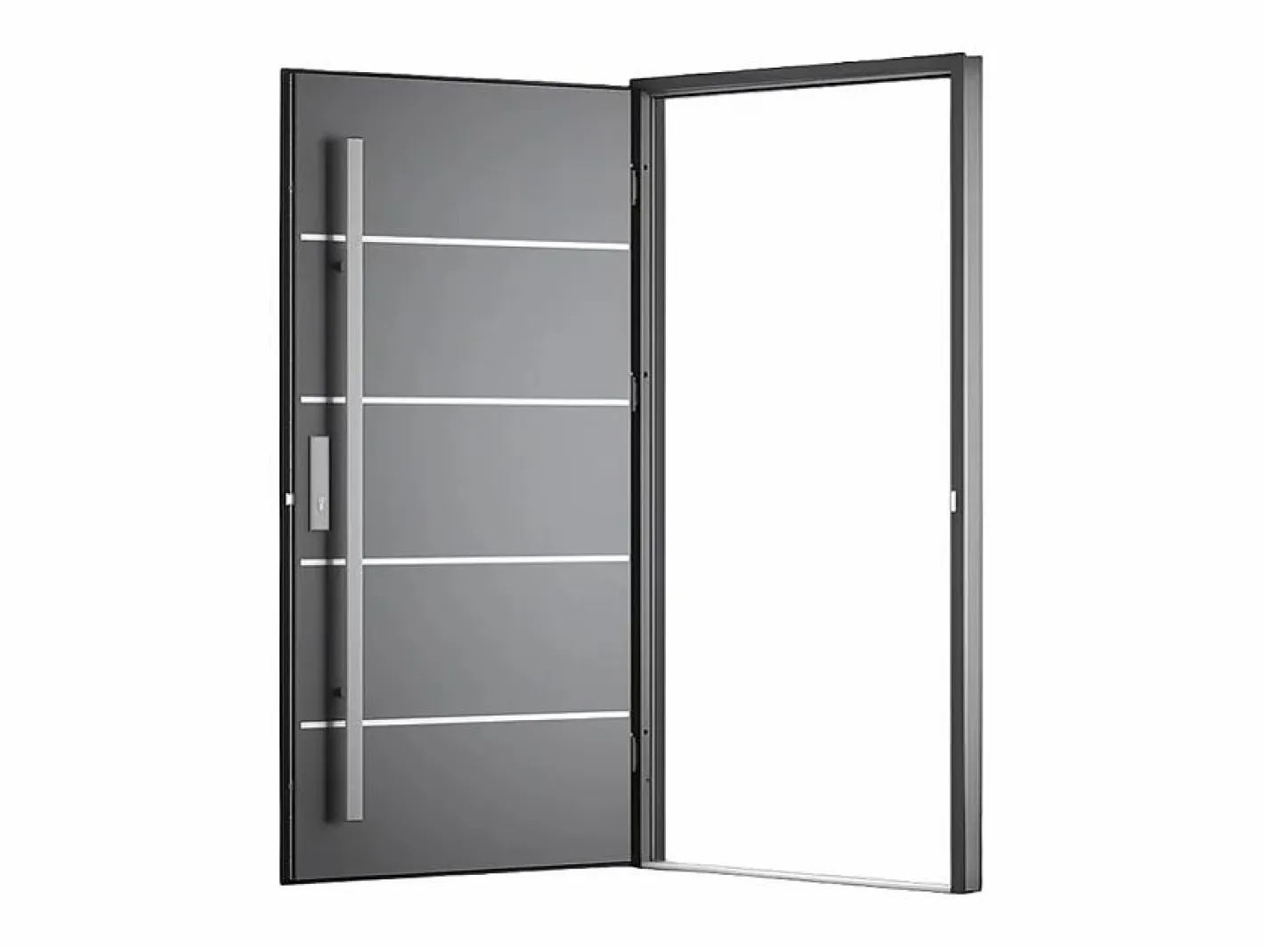 Puerta de entrada de acero macizo e inoxidable Alt.207 x An. 100 cm antracita Apertura derecha - LUSADA^Vente-unique Best