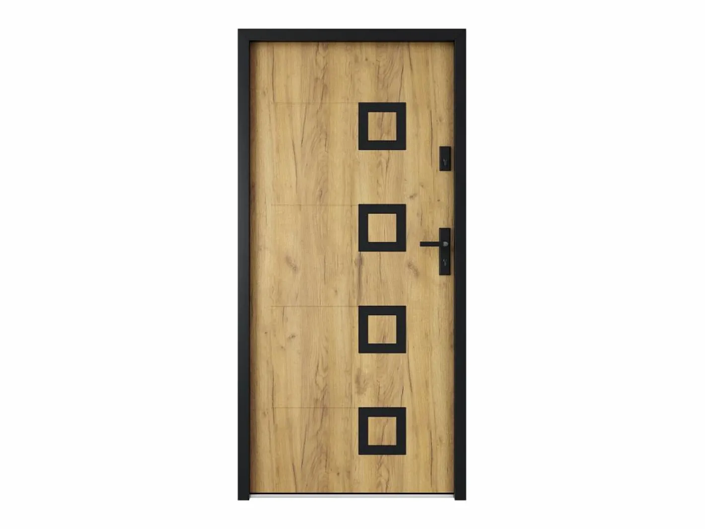 Puerta de entrada de acero con moldura de acero inoxidable, 207 x 100 cm, efecto roble - apertura a la izquierda - TIFANA^Vente-unique Hot