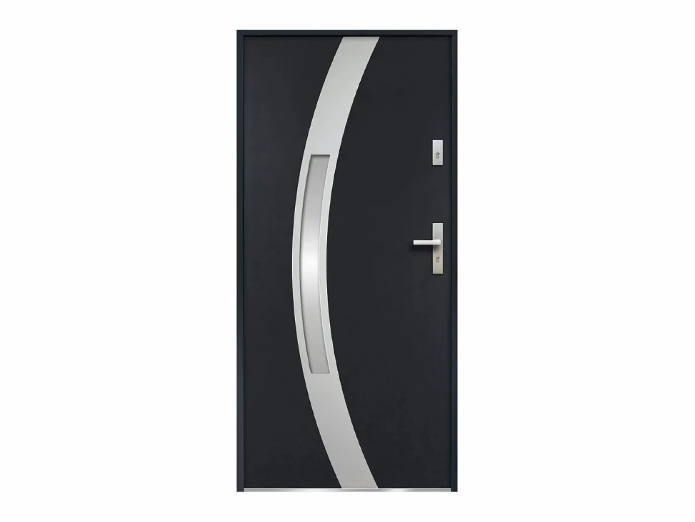 Puerta de entrada de acero acristalada con inox Alt. 207 x Ancho 100 cm antracita se abre hacia la izquierda TROFA^Vente-unique Discount