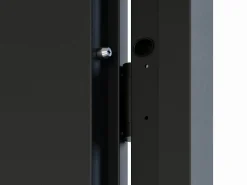 Vente-unique Puerta De Entrada|Puerta de entrada de acero Alt. 207 x L100 cm - Negro y madera - apertura derecha - MABENA