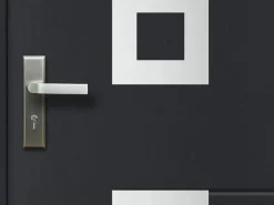 Vente-unique Puerta de entrada de acero con detalles en acero inoxidable, Al. 207 x An. 100 cm, antracita, apertura a la derecha, TIFANA Gris antracita New