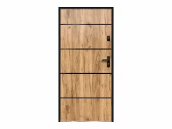 Vente-unique Puerta De Entrada|Puerta de entrada de acero y inox Alt. 207 x Ancho 100 cm efecto roble abre a la izquierda NAXARA