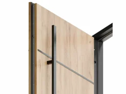 Vente-unique Puerta De Entrada|Puerta de entrada de acero macizo e inoxidable Alt.207 x An. 100 cm efecto roble Apertura derecha - LUSADA