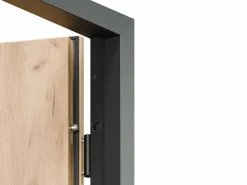 Vente-unique Puerta De Entrada|Puerta de entrada de acero macizo e inoxidable Alt.207 x An. 100 cm efecto roble Apertura derecha - LUSADA