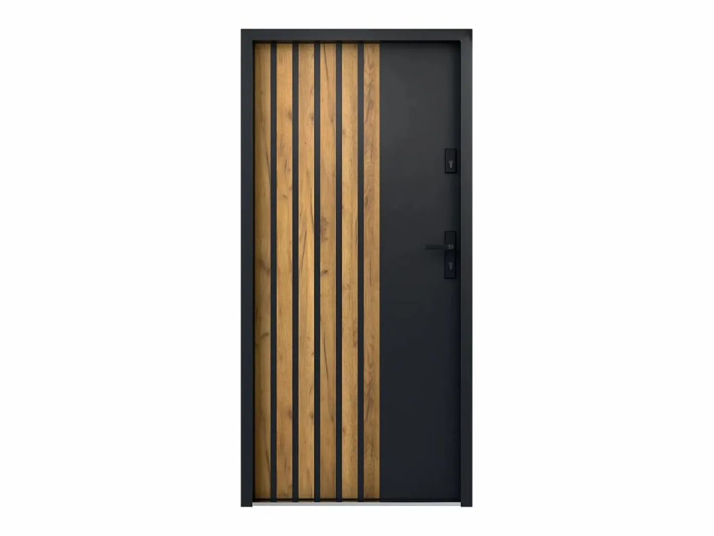 Puerta de entrada de acero Alt. 207 x L100 cm - y madera - apertura izquierda - COBRITA^Vente-unique Sale