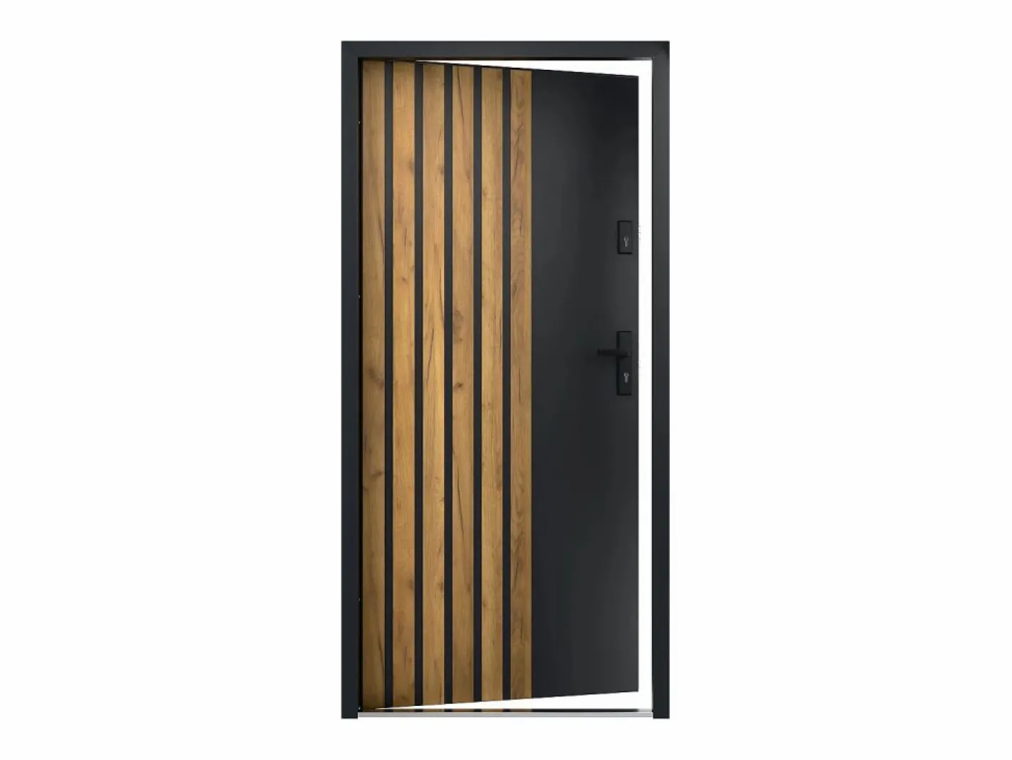 Puerta de entrada de acero Alt. 207 x L100 cm - y madera - apertura izquierda - COBRITA^Vente-unique Sale
