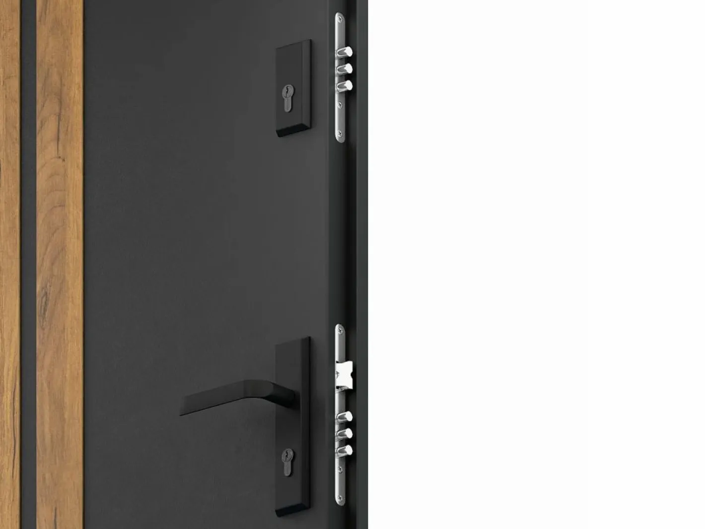 Puerta de entrada de acero Alt. 207 x L100 cm - y madera - apertura izquierda - COBRITA^Vente-unique Sale