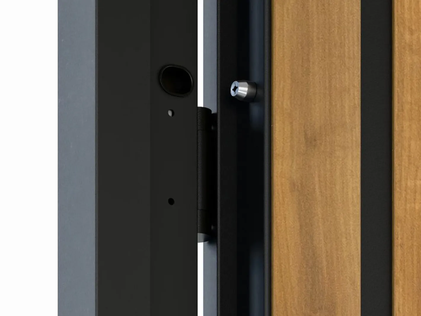 Puerta de entrada de acero Alt. 207 x L100 cm - y madera - apertura izquierda - COBRITA^Vente-unique Sale
