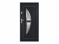 Vente-unique Puerta De Entrada|Puerta de entrada de acero acristalada con inox Alt. 207 x Ancho 100 cm antracita se abre hacia la derecha COVAS