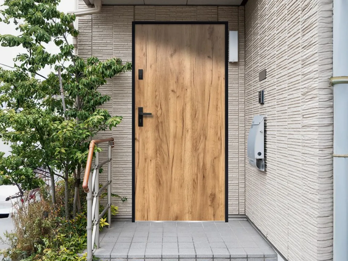 Puerta de entrada de acero macizo Alt. 207 x Ancho 100 cm efecto madera apertura hacia la derecha AGUEDA^Vente-unique New