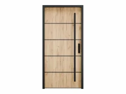 Puerta de entrada de acero macizo e inoxidable Alt.207 x An. 100 cm efecto roble Apertura izquierda, LUSADA^Vente-unique Outlet