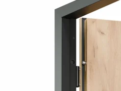 Puerta de entrada de acero macizo e inoxidable Alt.207 x An. 100 cm efecto roble Apertura izquierda, LUSADA^Vente-unique Outlet