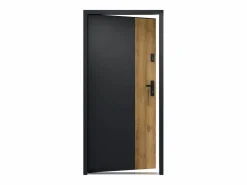Puerta de entrada de acero Alt. 207 x L100 cm - Negro y madera - apertura a la izquierda - MABENA^Vente-unique Best