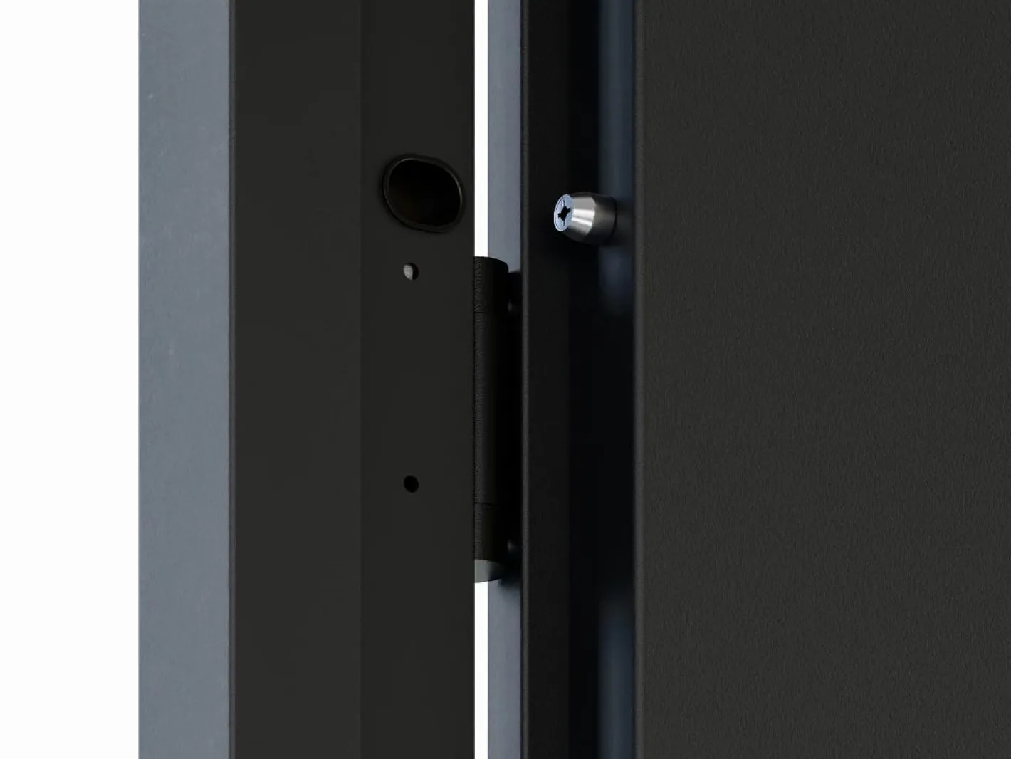 Puerta de entrada de acero Alt. 207 x L100 cm - Negro y madera - apertura a la izquierda - MABENA^Vente-unique Best