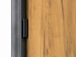 Vente-unique Puerta de entrada de acero Alt. 207 x L100 cm - Madera y negro - apertura hacia la derecha - COBRITA Color natural claro Hot